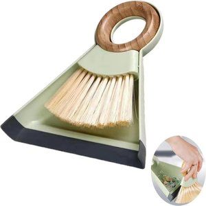 Household Cleaning Tools Desktop Cleaning Mini Broom and Dustpan SetWooden(1Pack